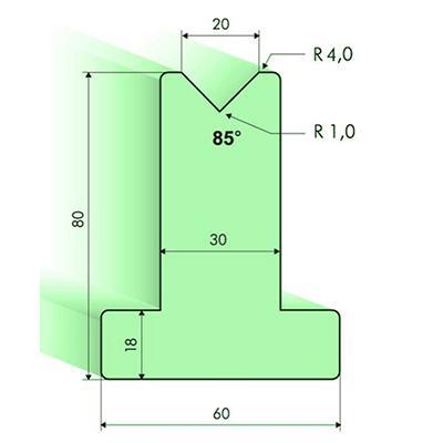 Т-образная матрица 85°, Н=80мм