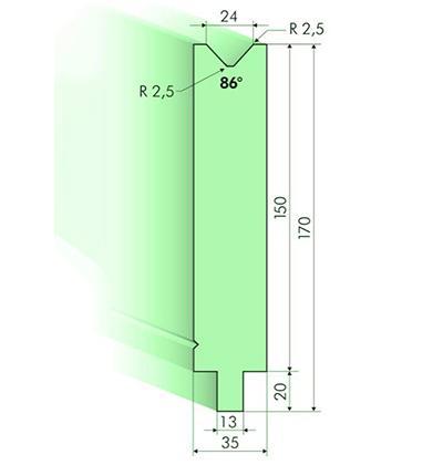 86° Dies, H=150mm