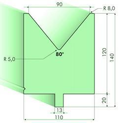80° матрица для гибочного пресса (Н=120мм)