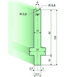 78° матрица для листогиба (Н=90мм)